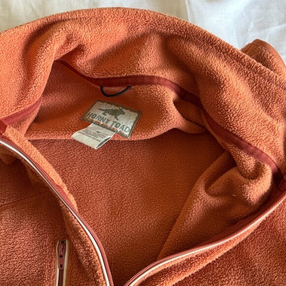 Horny Toad Womens Fleece Full Zip Vest Size M Orange Mock Neck Pockets Outdoors - Picture 9 of 12